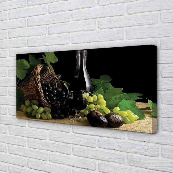 Quadro su tela Vino di cesto d'uva 100x50 cm