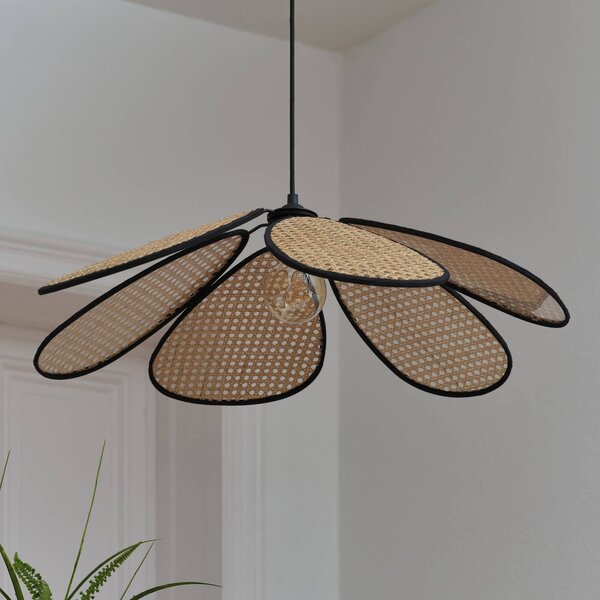 OSRAM Lampada a sospensione Decor Rattan Daisy, dimmerabile, Crema / Ambra, Soggiorno / Sala da pranzo, Legno, Mediterraneo, Lampada a sospensione