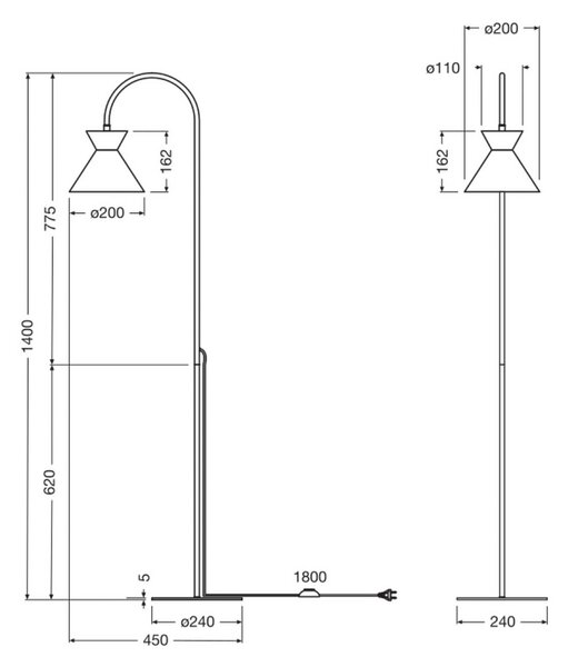OSRAM Lampada da terra Decor Waist, Nero, Soggiorno / Sala da pranzo, Metallo, Moderno, Lampada da terra