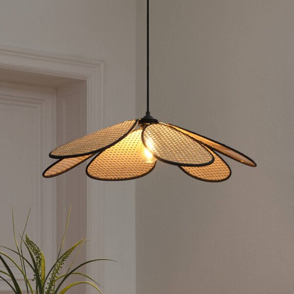 OSRAM Lampada a sospensione Decor Rattan Daisy, dimmerabile, Crema / Ambra, Soggiorno / Sala da pranzo, Legno, Mediterraneo, Lampada a sospensione