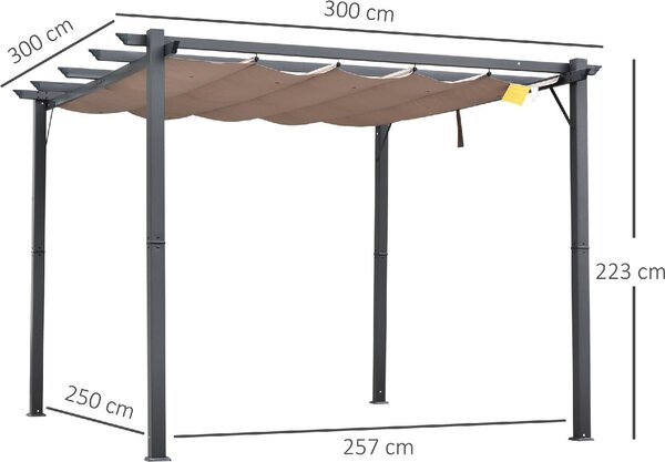 VivaGarden Pergola da Esterno in Alluminio/Poliestere Dimensioni 3x3 mt colore Beige
