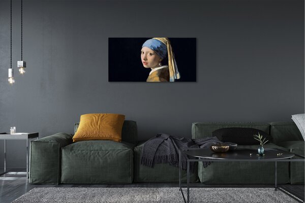 Quadro su tela Art Girl con una perla 100x50 cm