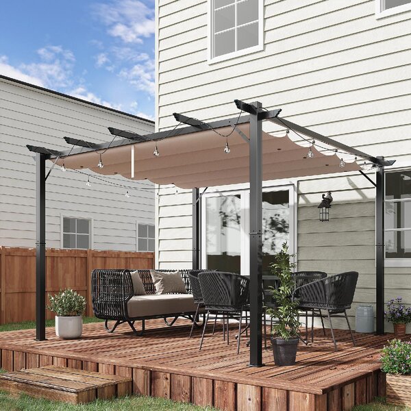 VivaGarden Pergola da Esterno in Alluminio/Poliestere Dimensioni 3x3 mt colore Beige