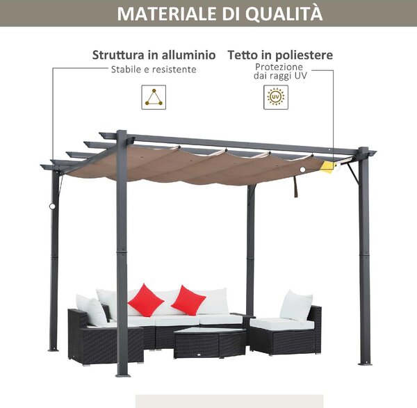 VivaGarden Pergola da Esterno in Alluminio/Poliestere Dimensioni 3x3 mt colore Beige