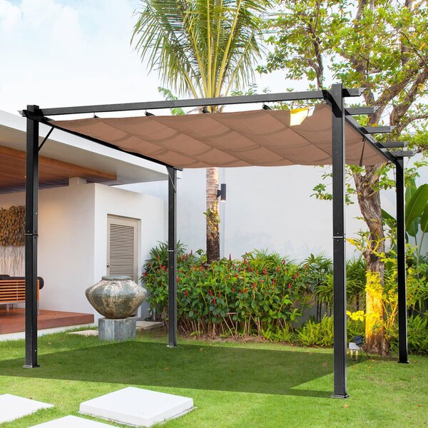 VivaGarden Pergola da Esterno in Alluminio/Poliestere Dimensioni 3x4 mt colore Marrone
