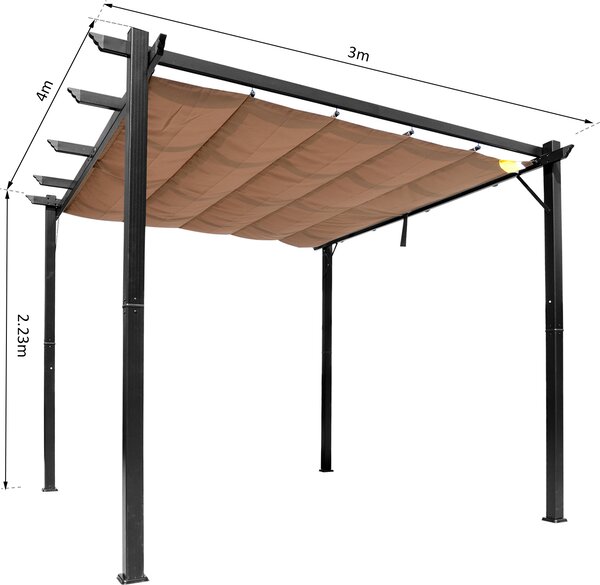 VivaGarden Pergola da Esterno in Alluminio/Poliestere Dimensioni 3x4 mt colore Marrone
