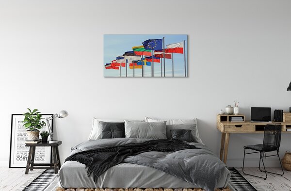 Stampa quadro su tela Molte bandiere 100x50 cm