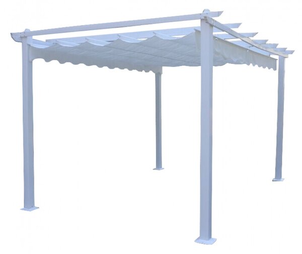 VivaGarden Pergola da Esterno in Alluminio/Poliestere Dimensioni 4x4x2,3 mt colore Bianco con Telo Bianco - Ria
