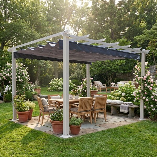VivaGarden Pergola da Esterno in Alluminio/Poliestere Dimensioni 3x4 mt colore Tortora - Athens