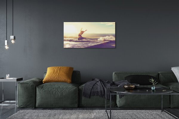 Quadro su tela Nuvole di lago donna 100x50 cm