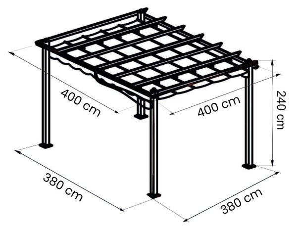 VivaGarden Pergola da Esterno in Alluminio/Poliestere Dimensioni 4x4x2,3 mt colore Bianco con Telo Bianco - Ria