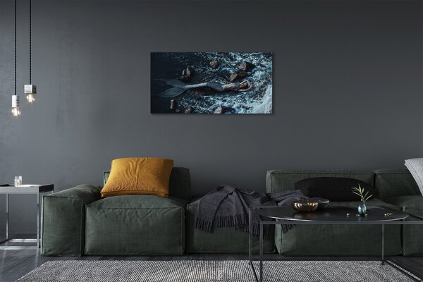 Stampa quadro su tela Sirena Mare 100x50 cm