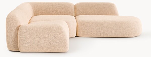 Divano angolare componibile 4 posti in bouclé con chaise longue Wolke