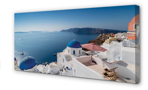 Quadro su tela Panorama della Grecia Sea Buildings 100x50 cm