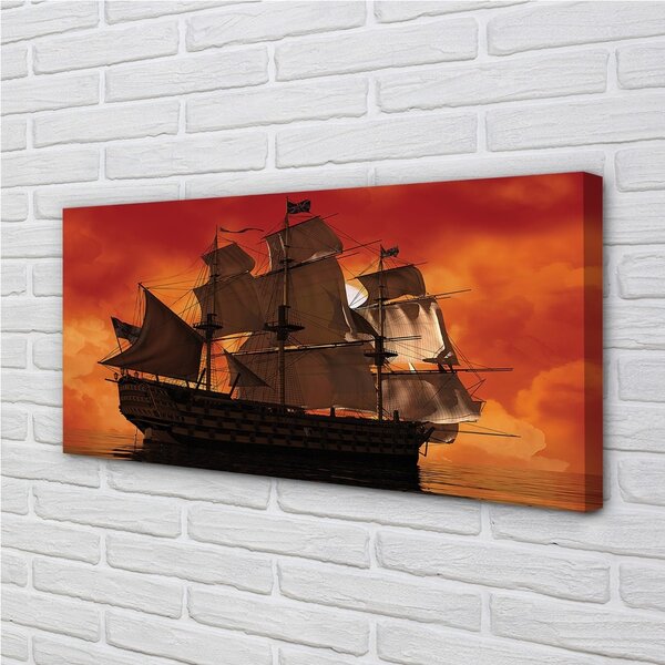 Quadro su tela Nave arancione paradiso mare 100x50 cm