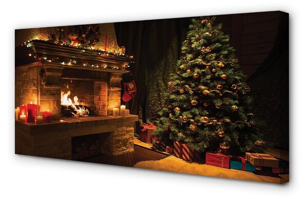 Quadro su tela Regali decorazioni per il camino dell'albero di Natale 100x50 cm