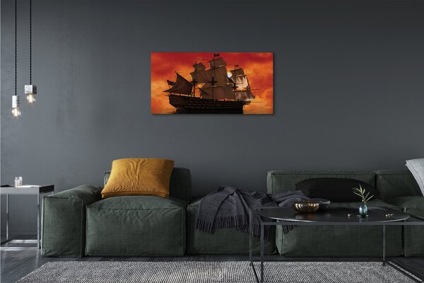 Quadro su tela Nave arancione paradiso mare 100x50 cm