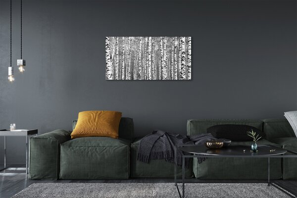 Quadro su tela Alberi bianchi e neri 100x50 cm