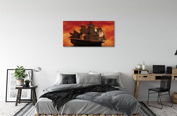 Quadro su tela Nave arancione paradiso mare 100x50 cm