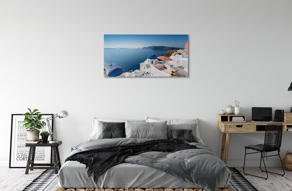 Quadro su tela Panorama della Grecia Sea Buildings 100x50 cm