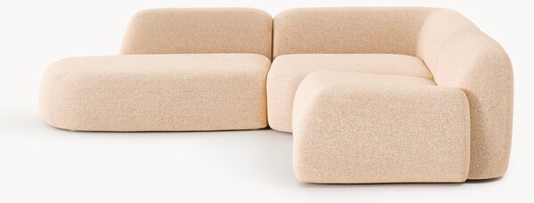 Divano angolare componibile 4 posti in bouclé con chaise longue Wolke