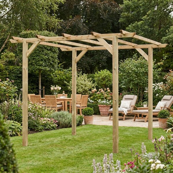 Giardini del Re Pergola da Esterno in Legno Dimensioni 3x3x2,2 mt colore Legno - Country Club
