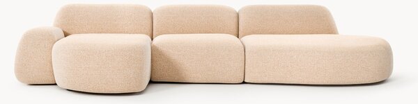Divano angolare componibile 4 posti in bouclé con chaise longue Wolke