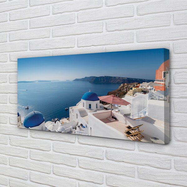 Quadro su tela Panorama della Grecia Sea Buildings 100x50 cm
