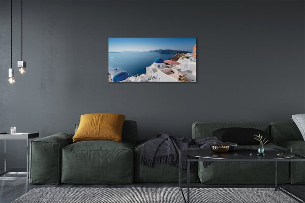 Quadro su tela Panorama della Grecia Sea Buildings 100x50 cm