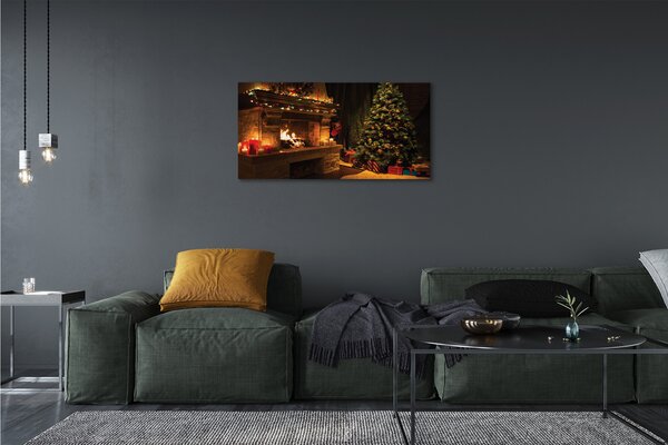 Quadro su tela Regali decorazioni per il camino dell'albero di Natale 100x50 cm