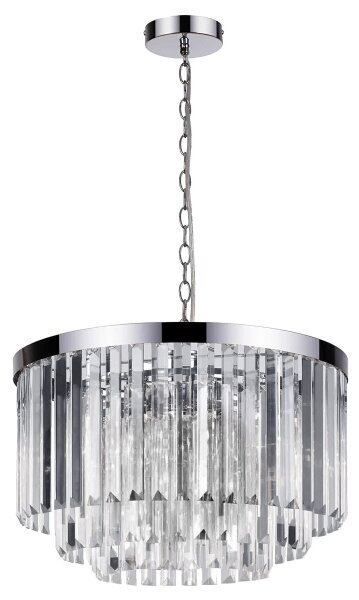 Lampadario a catena VETRO 5xE14/60W/230V cromo lucido