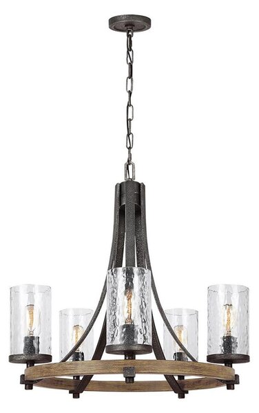 Quintiesse QN-ANGELO5 - Lampadario a catena ANGELO 5xE27/60W/230V finitura rovere