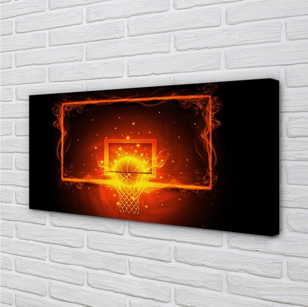 Quadro su tela Palla da cesto al fuoco 100x50 cm