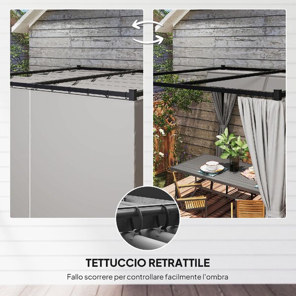 VivaGarden Pergola da Esterno in Metallo/Poliestere Dimensioni 3x3 m colore Grigio Chiaro