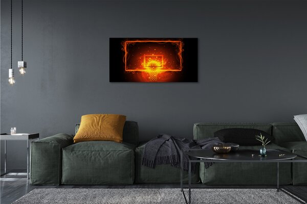 Quadro su tela Palla da cesto al fuoco 100x50 cm