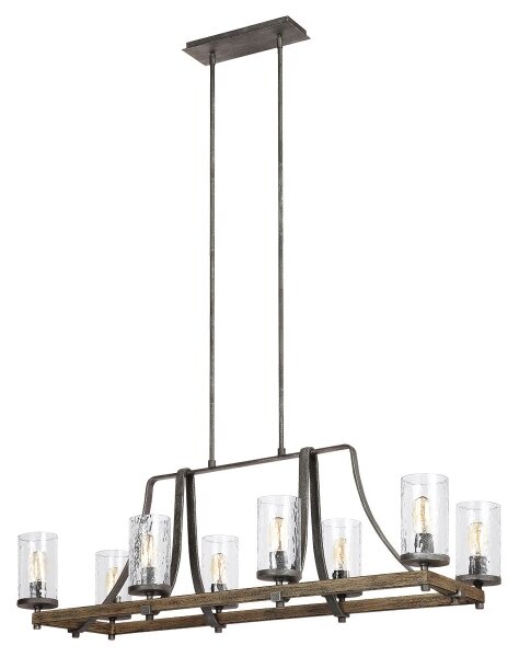 Quintiesse QN-ANGELO8-ISLE - Lampadario su asta ANGELO 8xE27/60W/230V finitura rovere