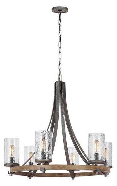 Quintiesse QN-ANGELO6 - Lampadario a catena ANGELO 6xE27/60W/230V, finitura rovere