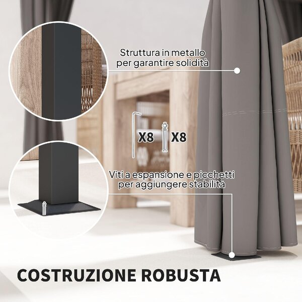 VivaGarden Pergola da Esterno in Metallo/Poliestere Dimensioni 3x3 m colore Grigio Chiaro