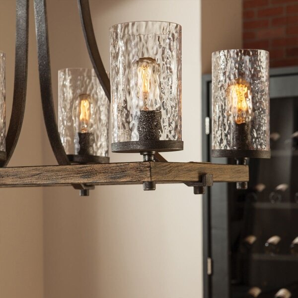 Quintiesse QN-ANGELO8-ISLE - Lampadario su asta ANGELO 8xE27/60W/230V finitura rovere