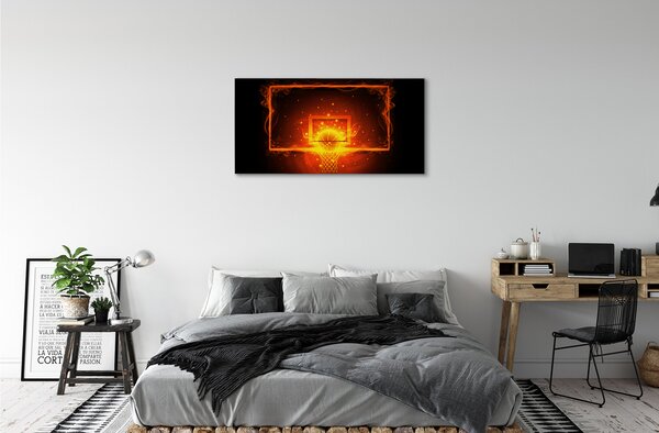 Quadro su tela Palla da cesto al fuoco 100x50 cm