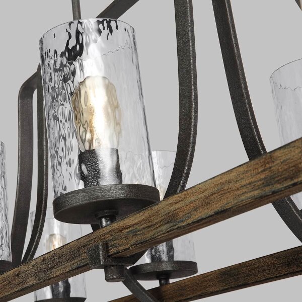 Quintiesse QN-ANGELO8-ISLE - Lampadario su asta ANGELO 8xE27/60W/230V finitura rovere