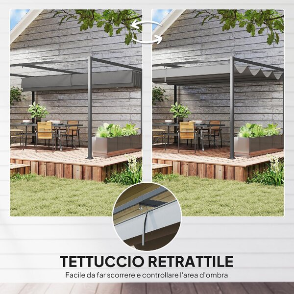 VivaGarden Pergola da Esterno in Metallo/Poliestere Dimensioni 4x3 m colore Grigio Scuro