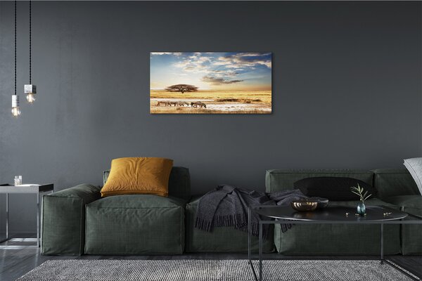 Quadro su tela Albero di nuvole di zebra 100x50 cm