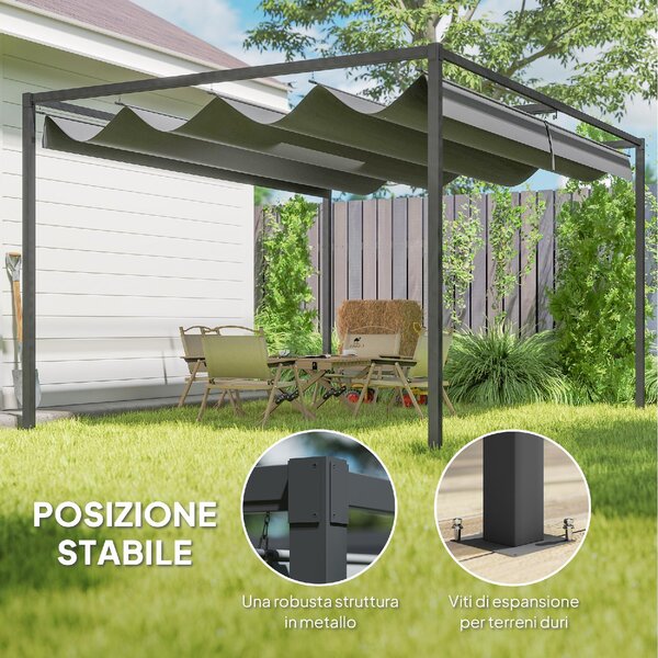 VivaGarden Pergola da Esterno in Metallo/Poliestere Dimensioni 4x3 m colore Grigio Scuro
