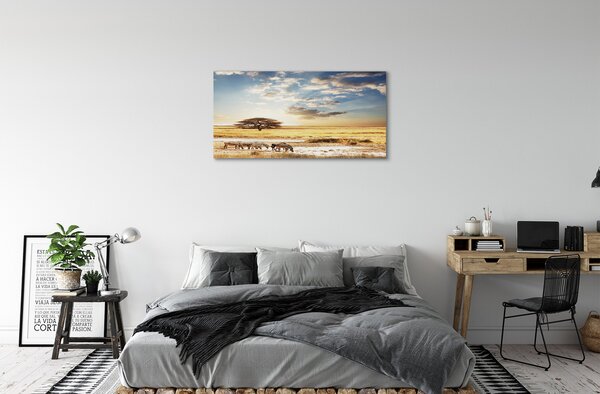 Quadro su tela Albero di nuvole di zebra 100x50 cm