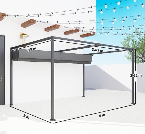 VivaGarden Pergola da Esterno in Metallo/Poliestere Dimensioni 4x3 m colore Grigio Scuro