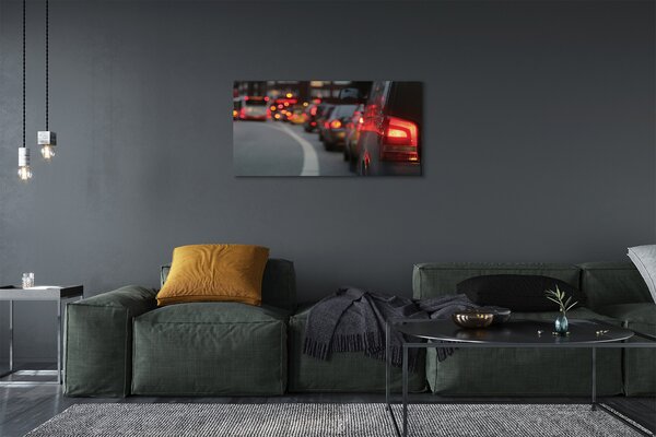 Quadro su tela Auto Light Traffic Jam Street City 100x50 cm