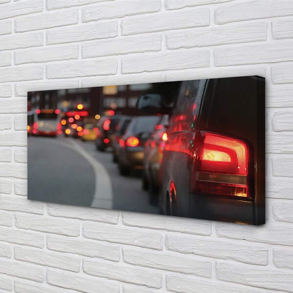 Quadro su tela Auto Light Traffic Jam Street City 100x50 cm