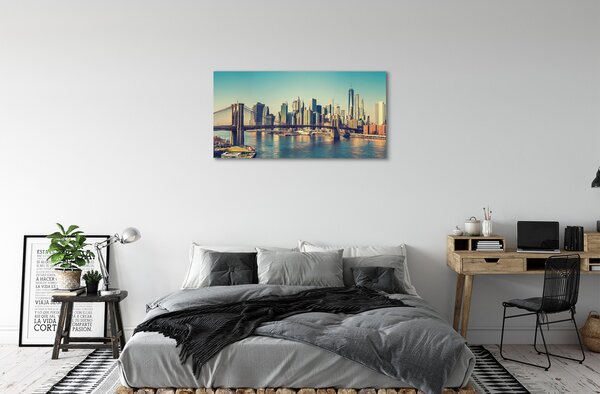 Quadro su tela Bridge fiume Panorama 100x50 cm