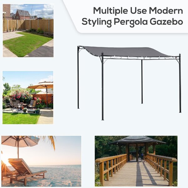 VivaGarden Pergola da Esterno in Metallo/Poliestere Dimensioni 3x3 m colore Grigio